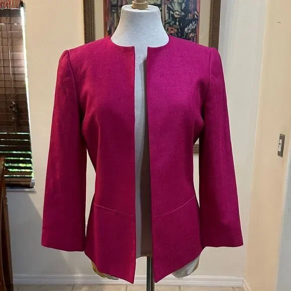 Dana Buchman Raspberry Women's 100% Silk Jacket Size 4 - Picture 7 of 11